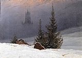 Winter Canvas Paintings - Winter Landscape with Church